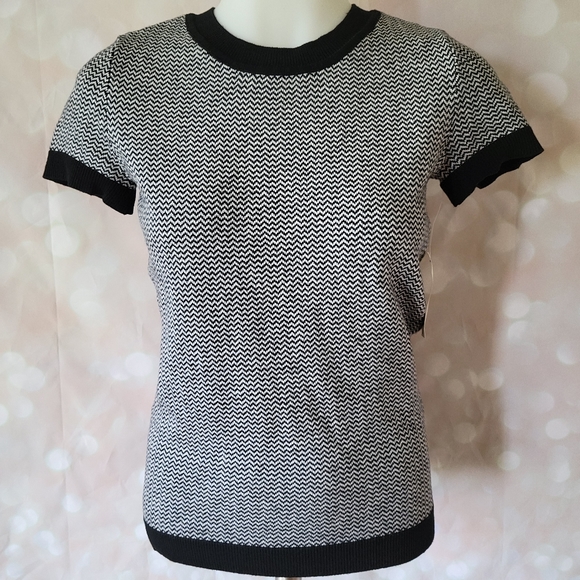 Maison Jules Ribbed Ringer Short Sleeve Sweater - Picture 2 of 14
